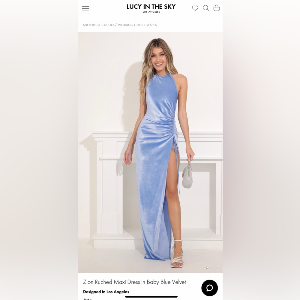 Baby Blue Velvet Maxi Dress